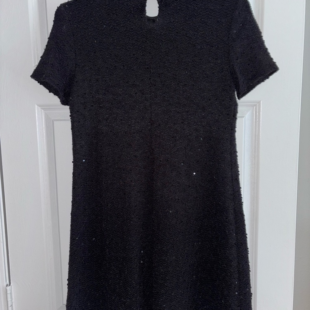 Black Elle Sequin Mini Dress with Peter Pan Collar - Picture 5 of 7